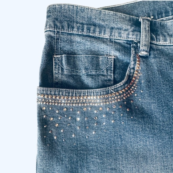 CHRISTINE ALEXANDER Swarovski  Stud Embellished Mid Rise Flare Jeans Women's 10 - Picture 11 of 14